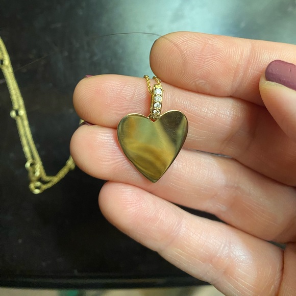 14 Kt Gold Heart Pendant with Diamond Bale Charm - Picture 6 of 6